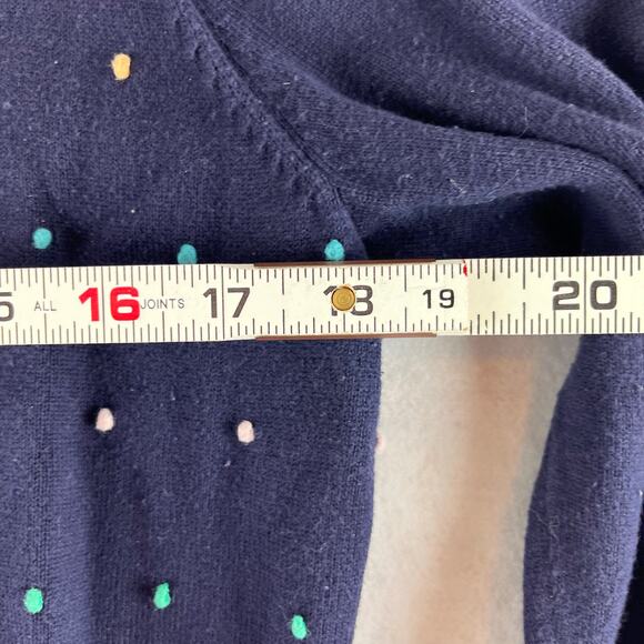 Talbots Button Up Sweater Cardigan Navy Blue Confetti Dots Classy Grandma Sz Lg - Picture 3 of 7
